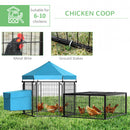 PawHut Steel Chicken Coop, Hexagonal Hen House w/ Water-Resistant Canopy - Blue