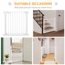 Pawhut Pet Safety Gate Door Barrier Dog Metal Indoor Fence White 75-82cm