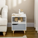HOMCOM Bedroom Bedside Table, Sofa Side Table with Drawer Shelf and Wood Legs