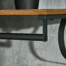 HOMCOM Floating Shelf Wall Mounted Shelf with 5 Hooks and Hanging Rod Brown