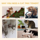 PawHut 260cm Floor To Ceiling Cat Tree Kitten Tower w/ Adjustable Height - Brown