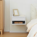 HOMCOM Floating Bedside Table Set of 2 Wall Mounted Nightstand W/ Drawer White