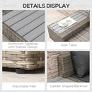 Outsunny 4Pcs Rattan Sofa Set Garden Furniture Set with Armrest Cushions Grey