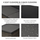 Outsunny 3pc PE Rattan Wicker Set Storage 3-seater Sofa Footstool Table Grey