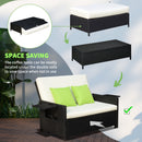Outsunny Garden Rattan Furniture Set 2 Seater Patio Sun Lounger Daybed Sun Bed