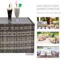 Outsunny Patio Wicker Coffee Table w/ Glass Top Suitable for Garden Backyard
