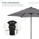 Outsunny 2m Parasol Patio Umbrella, Outdoor Sun Shade with 6 Ribs Dark Grey