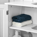 kleankin White Bathroom Pedestal Under Sink Cabinet with Storage Shelf & 2 Doors