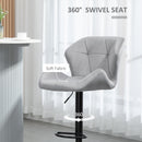 HOMCOM Set Of 2 Luxurious Velvet-Touch Bar Stools Metal Frame Footrest Grey