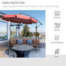 Outsunny 2.7m Garden Cantilever Banana Parasol Sun Shade w/ Crank, Wine Red