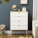 HOMCOM Chest of Drawers, 4 Drawer Unit Storage Cabinet, White and Natural