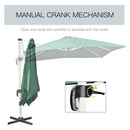 Outsunny 3 x 3(m) Cantilever Roma Parasol Garden Umbrella with Cross Base Green