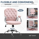 Vinsetto Office Chair Velour Diamond Tufted Padded Ergonomic 360° Swivel Pink