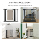 PawHut 76-92cm Adjustable Pressure Fit Pet Safety Gate Dog Barrier, Black
