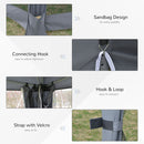Outsunny 3.2m Pop Up Gazebo Hexagonal Canopy Tent Outdoor w/Sidewalls Grey