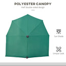 Outsunny 2m Half Garden Parasol Market Umbrella w/ Crank Handle, Base Dark Green