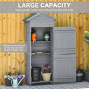 Outsunny Wood Garden Storage Shed Tool Cabinet w/ Felt Roof, 189x82x49cm, Grey