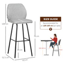 HOMCOM Bar Stools Set of 2, Upholstered Kitchen Stools with Back, Footrest