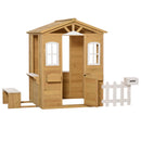 Outsunny Wooden Outdoor Playhouse w/ Door Windows Bench for Kids Children
