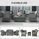 Outsunny 4 PCs Rattan Wicker Sofa Set Outdoor Conservatory Furniture w/ Cushion