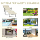 Outsunny Sling Patio Reclining Chaise Lounge Garden Furniture Folding, Beige
