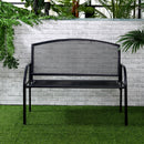 Outsunny 2 Seater Metal Garden Bench Outdoor Furniture for Porch Lawn Grey