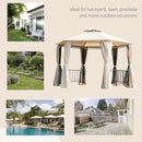 Outsunny 3 x 3(m) Gazebo Canopy 2 Tier Patio Shelter Steel for Garden Beige
