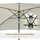 Outsunny 3x2m Patio Parasol Canopy Tilt Crank 6 Ribs Sun Shade Garden White