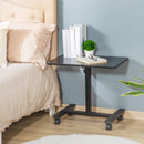 HOMCOM Mobile Laptop Table, End Table with Wheels Height Adjustable, Black
