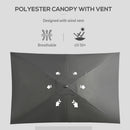 Outsunny 2 x 3(m) Garden Parasol Rectangular Market Umbrella w/ Crank Black
