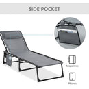 Outsunny Lounger Folding Reclining Camping Bed 5-position Adjustable Grey