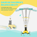 HOMCOM Kids Scooter Foldable Kick Scooter LED Flashing Wheels 3-8 Years Yellow