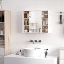 HOMCOM Wall Mounted Bathroom Storage Cabinet w/ Mirrored Door, Adjustable Shelf