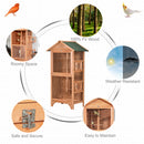 PawHut Wooden Bird Aviary, Outdoor Bird Cage for Finch, Canary w/ Tray - Orange