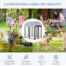 PawHut Outdoor Dog Kennel, Metal Dog Run with Canopy, 120 x 120 x 138cm