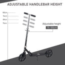 HOMCOM Kids Scooter Ride On Toy Height Adjustable For 7-14 Years, Black