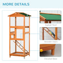 PawHut Wooden Bird Cage Outdoor Aviary for Finches w/ Removable Tray - Orange