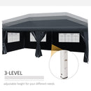 Outsunny 3m x 6m Pop Up Gazebo Party Tent Canopy Marquee with Storage Bag Black