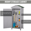 Outsunny 74x55x155cm Garden Storage Shed Cabinet 2 Shelves Hooks Lock Grey