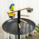 PawHut Metal Bird Table Play Stand, Bird Feeder Station with Wheels Feeding Bowl