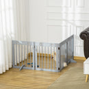 PawHut Pet Gate 4 Panel Wooden Dog Barrier Folding Fence w/ Support Feet