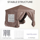 Outsunny 4x4m Garden Gazebo Tent Outdoor Metal Adjust Sun Shade w/ Zippered Net