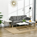 HOMCOM Coffee Table Set of 3 W/ Steel Frame, High Gloss Nest of Tables, White