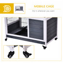 PawHut Wood Indoor Rabbit Hutch Elevated 2-Floor Guineas Pigs Cage w/ Wheels