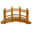 Outsunny Garden Bridge with Safety Railings for Pond Creek Stream, Brown