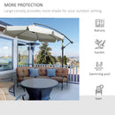 Outsunny 2.7m Garden Cantilever Banana Parasol Sun Shade w/ Crank, Cream White