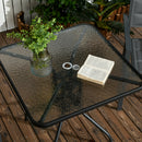 Outsunny Square Patio Table, Tempered Glass Top Garden Dining Table 76 x 76cm