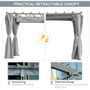 Outsunny 3.6 x 3(m) Outdoor Retractable Pergola Gazebo Sun Shade Canopy Curtains