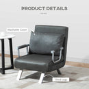 HOMCOM Sofa Bed Foldable Portable Armchair Sleeper Lounge with Pillow Dark Grey