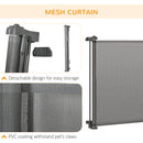 PawHut Retractable Stair Gate for Dogs Mesh Safety Gate - Grey